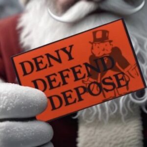 DENY DEFEND DEPOSE Glossy Vinyl Sticker, Anti Rich