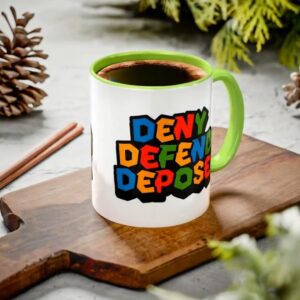 Deny Defend Depose Green Super Bro Coffee Mug with Luigi Hat