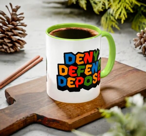 Deny Defend Depose Green Super Bro Coffee Mug with Luigi Hat