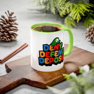 Deny Defend Depose Green Super Bro Coffee Mug with Luigi Hat