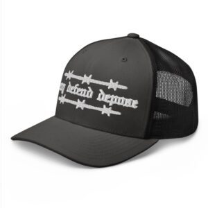 Deny Defend Depose Olde English Barbed Trucker Hat