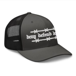 Deny Defend Depose Olde English Barbed Trucker Hat